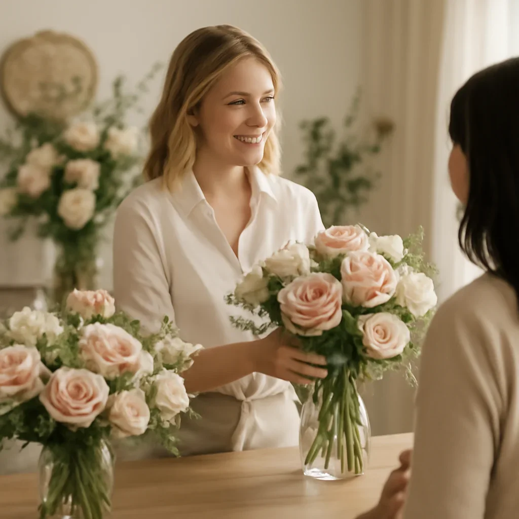 Welcoming floral consultation scene for the Anniversary Flowers Markham call to action