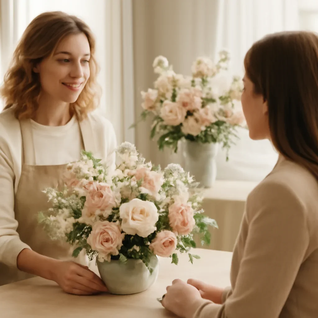 Welcoming floral consultation scene for the Corporate Holiday Floral Ideas for Offices in Markham call to action