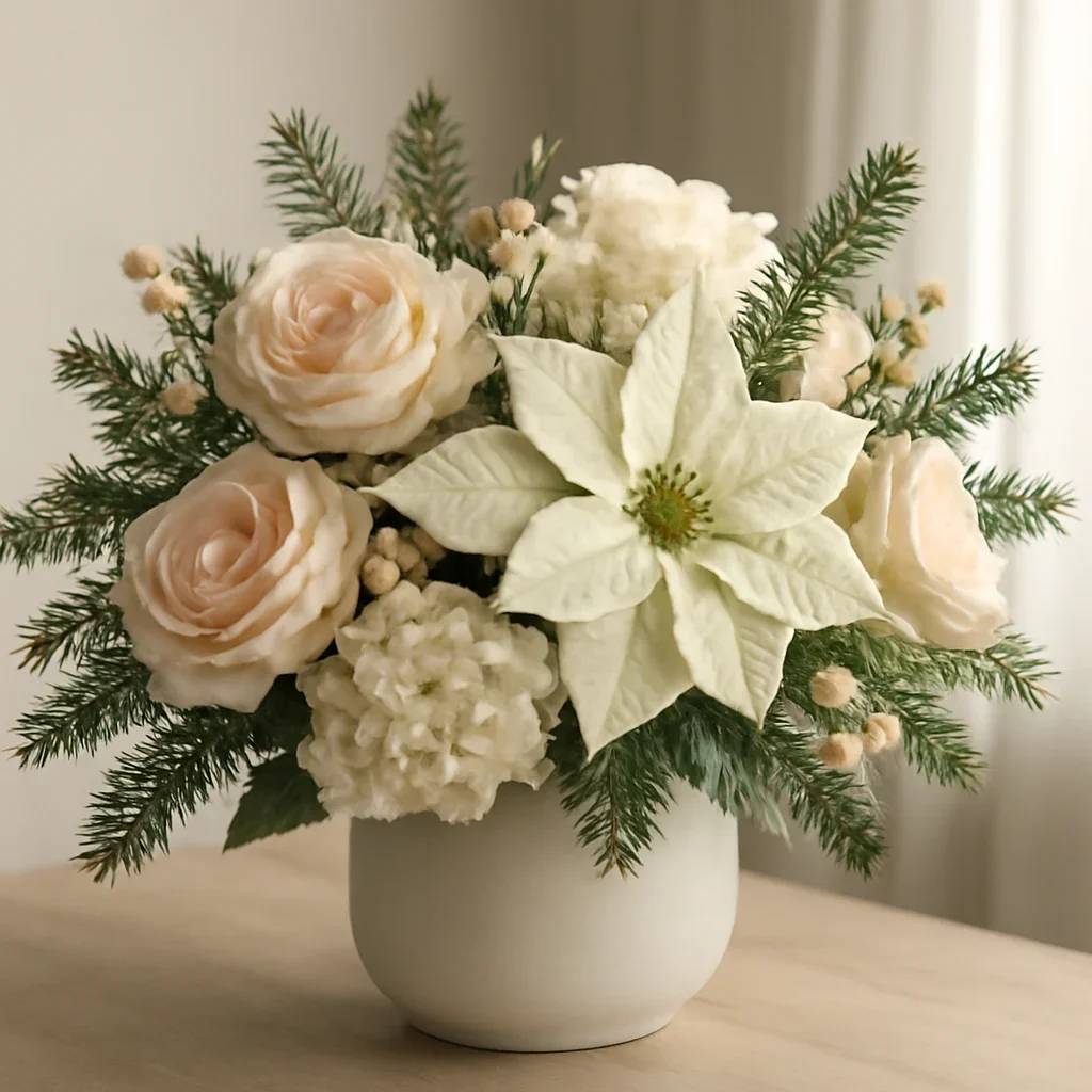 Close-up floral styling that supports the Corporate Holiday Floral Ideas for Offices in Markham page