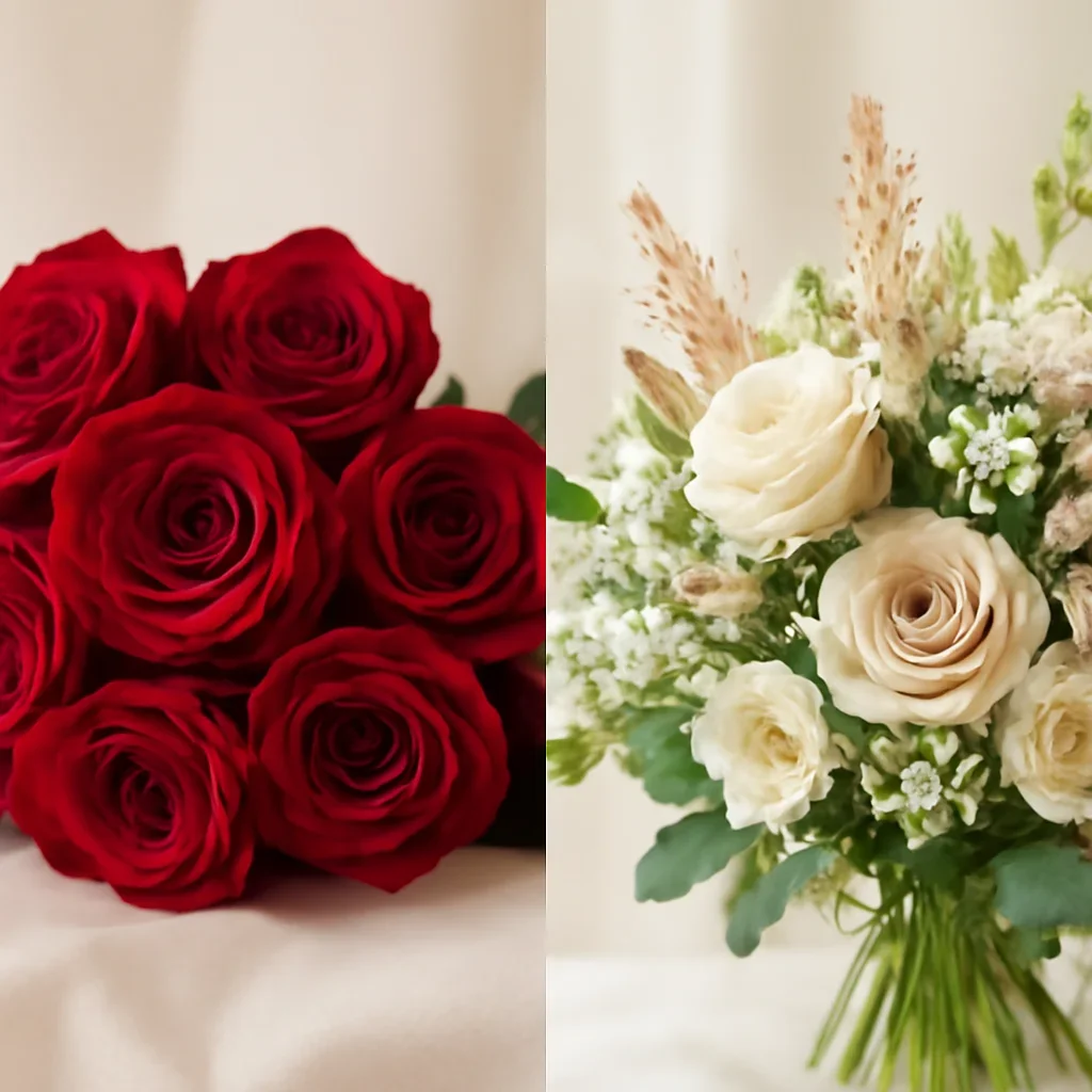 Close-up floral styling that supports the Red Roses vs Mixed Bouquets for Valentine's Day page
