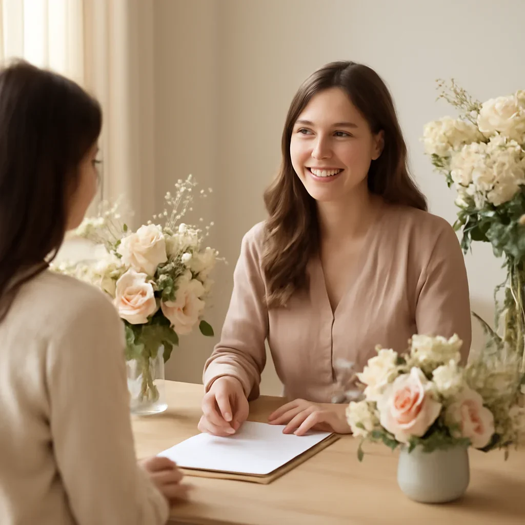 Welcoming floral consultation scene for the Sympathy Flowers Etiquette: What to Send and When call to action