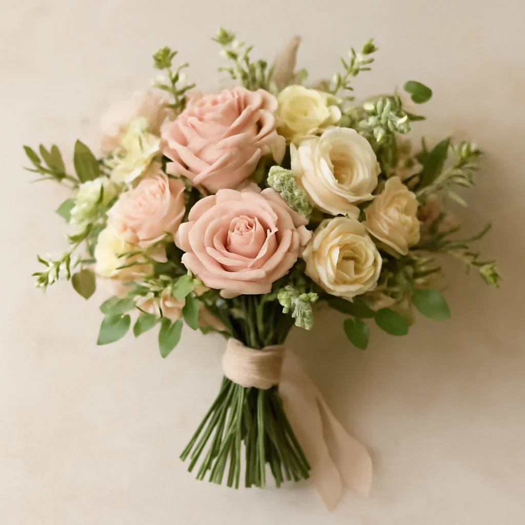 Hand-tied bouquet details for the Wedding Flower Budget Tips for Markham Couples page
