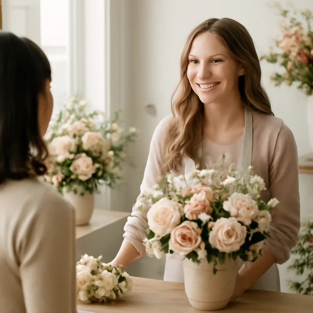 Welcoming floral consultation scene for the What Makes a Great Local Florist in Markham? call to action