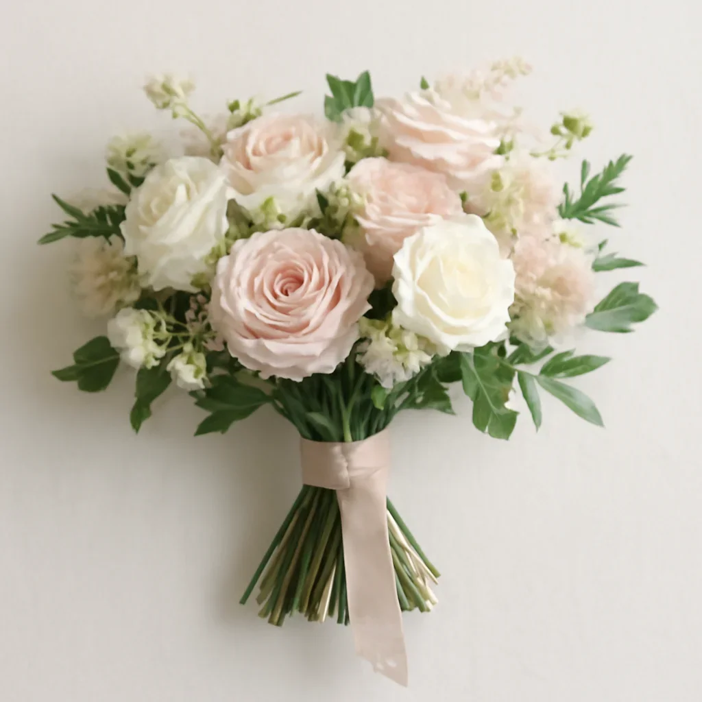 Hand-tied bouquet details for the Unionville Wedding Flowers Case Study page