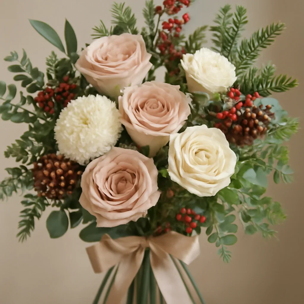 Hand-tied bouquet details for the Christmas Flowers Markham page