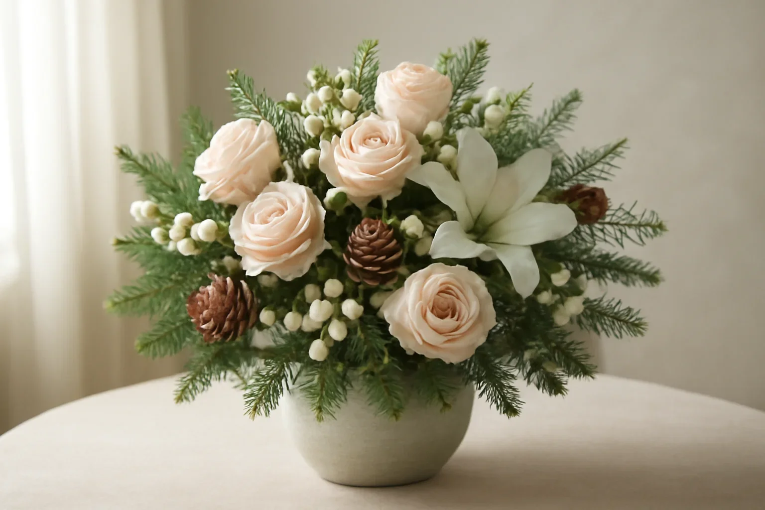 Christmas Flowers Markham floral hero arrangement in soft natural light