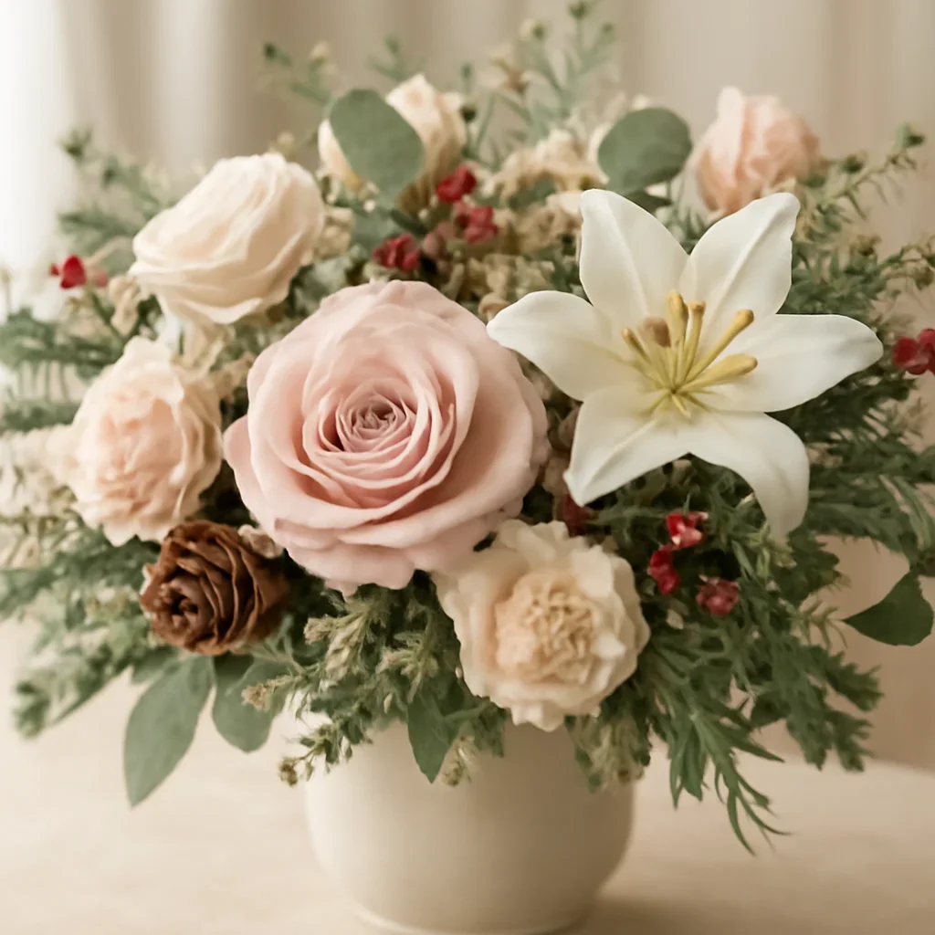 Close-up floral styling that supports the Christmas Flowers Markham page