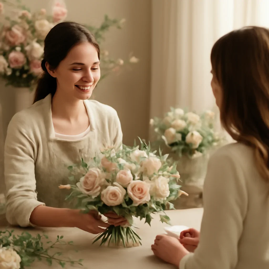 Welcoming floral consultation scene for the Local Florist vs Online Flower Delivery call to action