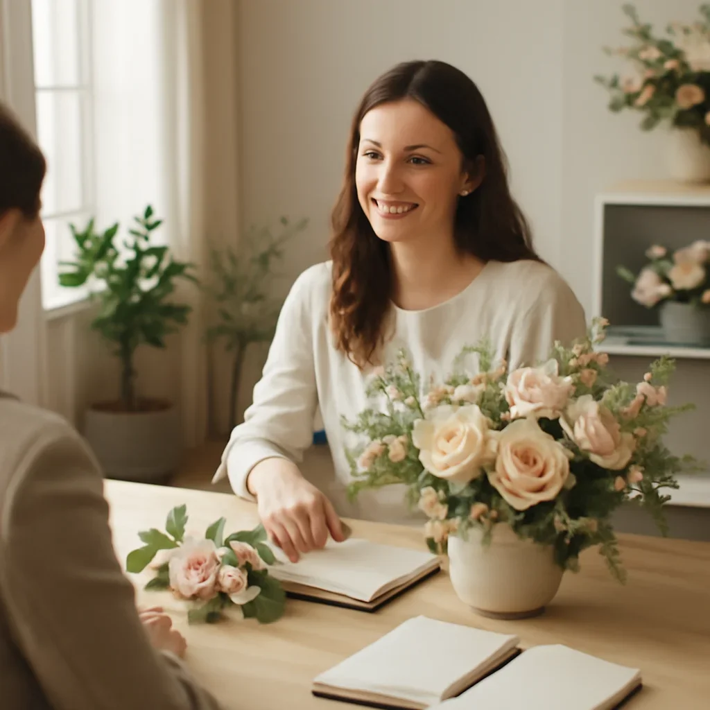 Welcoming floral consultation scene for the Corporate Event Flowers Markham call to action