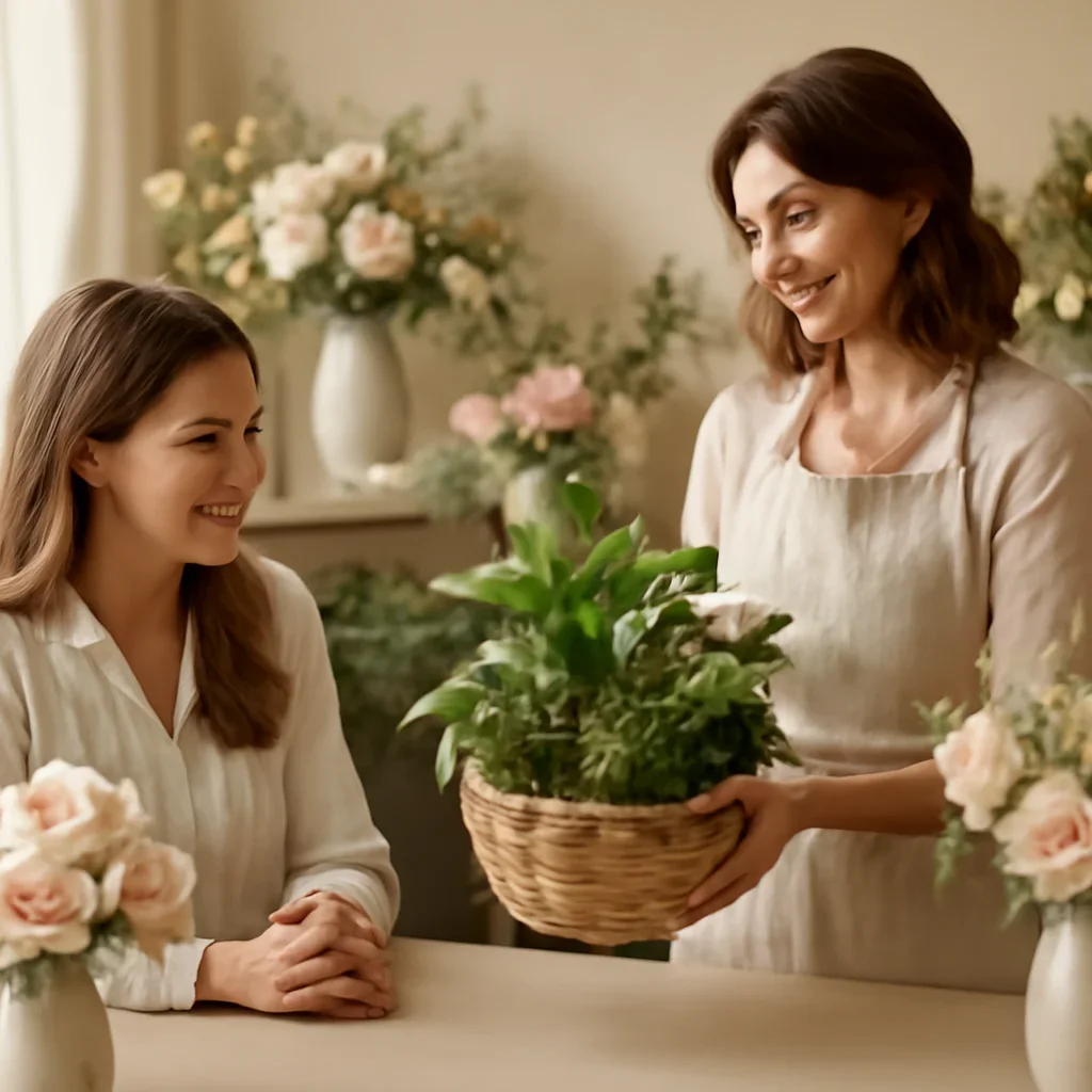 Welcoming floral consultation scene for the Dish Gardens Markham call to action