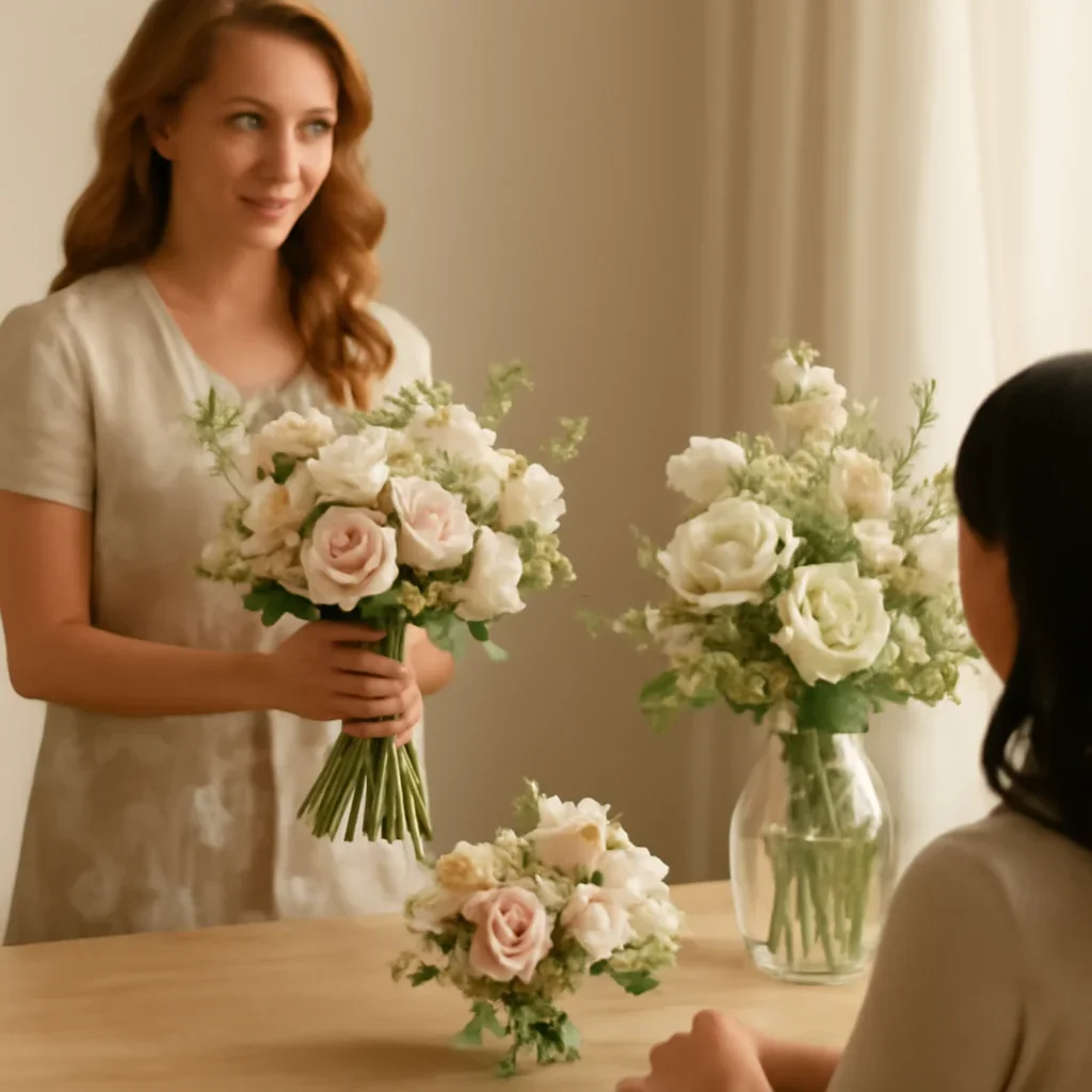 Welcoming floral consultation scene for the Flower Arrangements Markham call to action