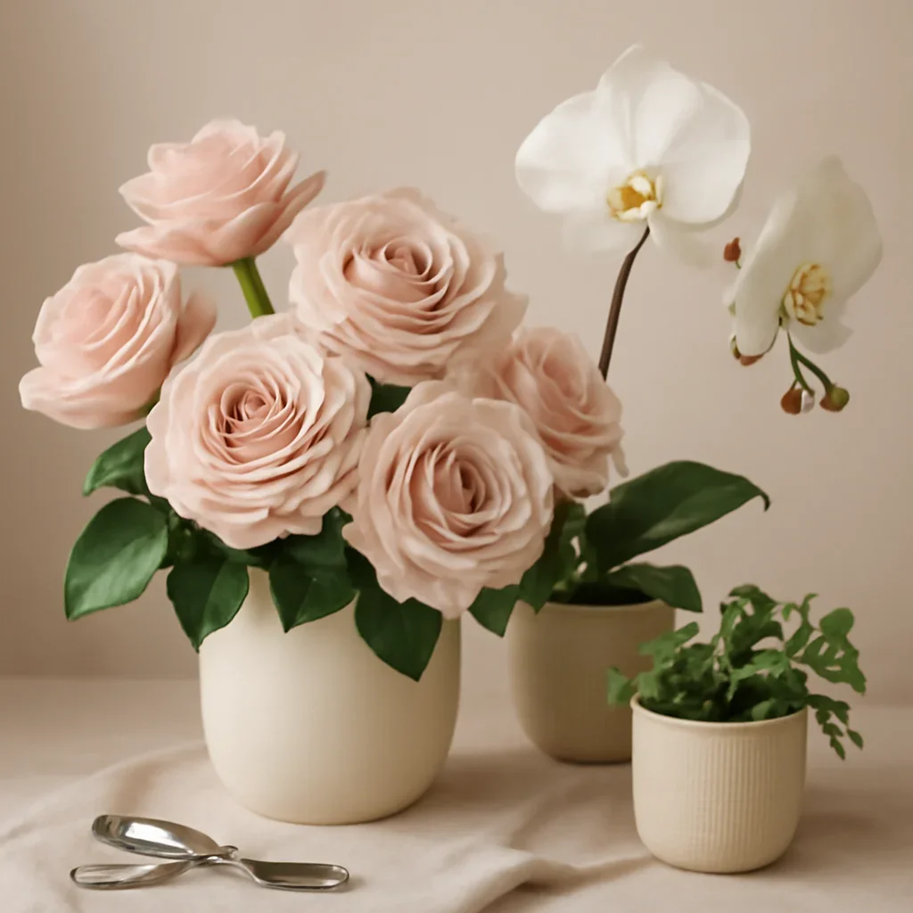 Close-up floral styling that supports the Flower Care page