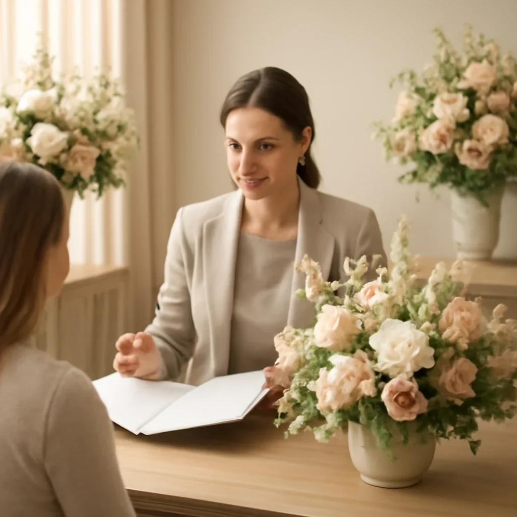 Welcoming floral consultation scene for the Funeral Homes in Markham call to action