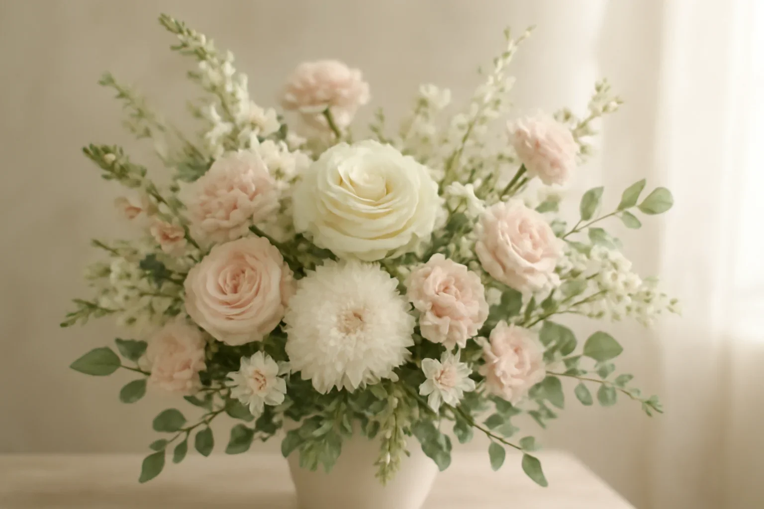 Funeral Homes in Markham floral hero arrangement in soft natural light