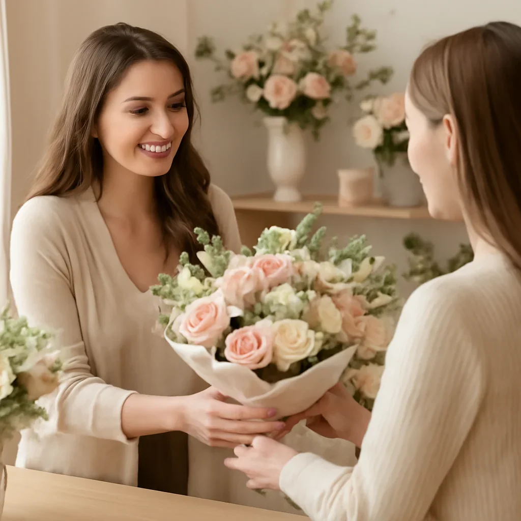 Welcoming floral consultation scene for the Just Because Flowers Markham call to action
