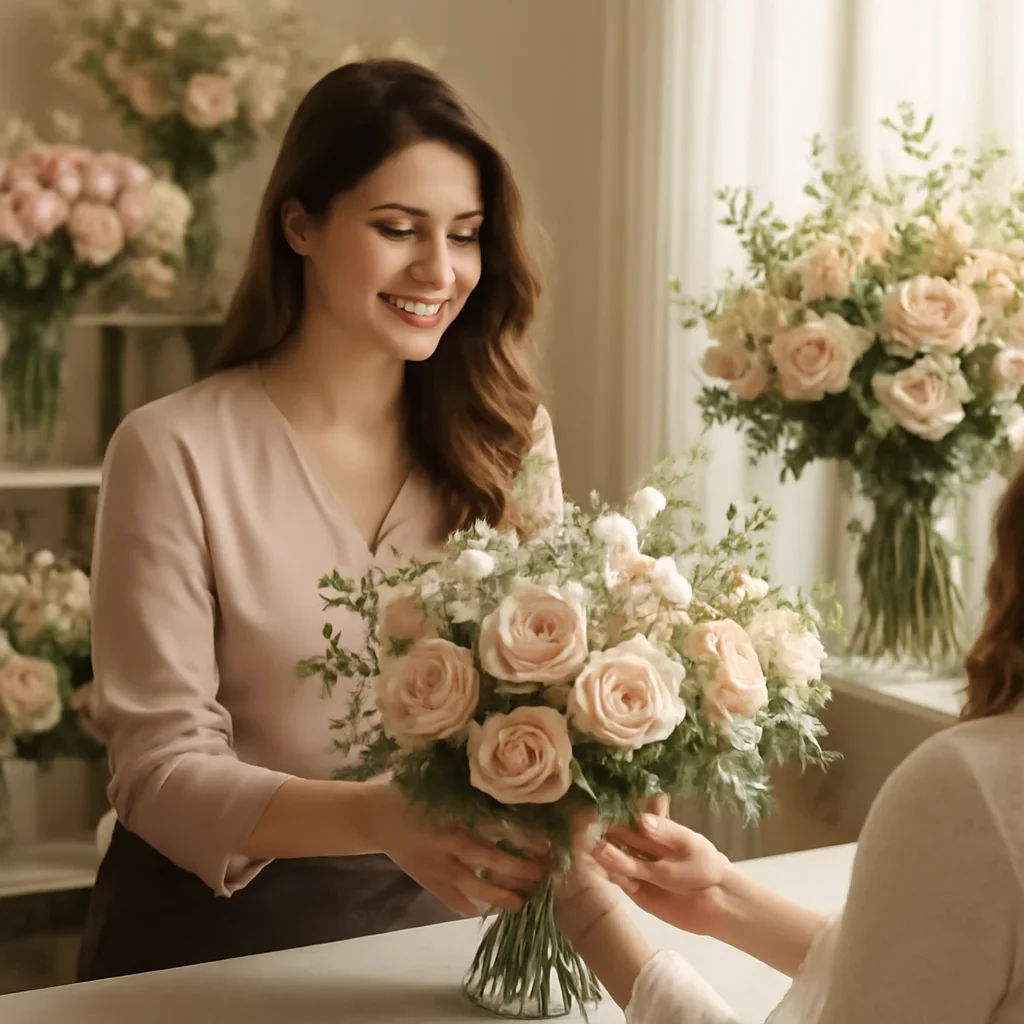 Welcoming floral consultation scene for the Love & Romance Flowers Markham call to action