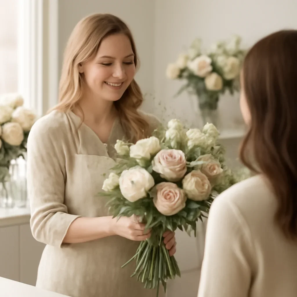 Welcoming floral consultation scene for the Markham Florist call to action