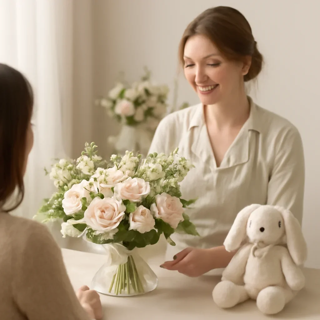 Welcoming floral consultation scene for the New Baby Flowers Markham call to action
