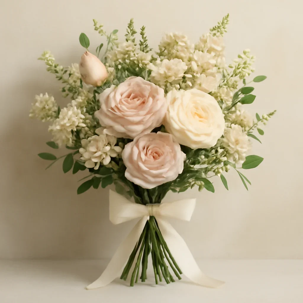 Hand-tied bouquet details for the New Baby Flowers Markham page