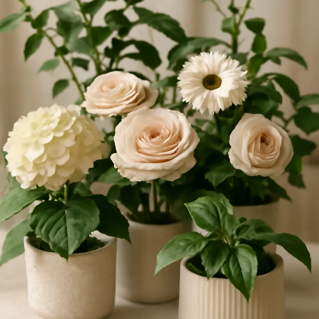 Close-up floral styling that supports the Plants Markham page