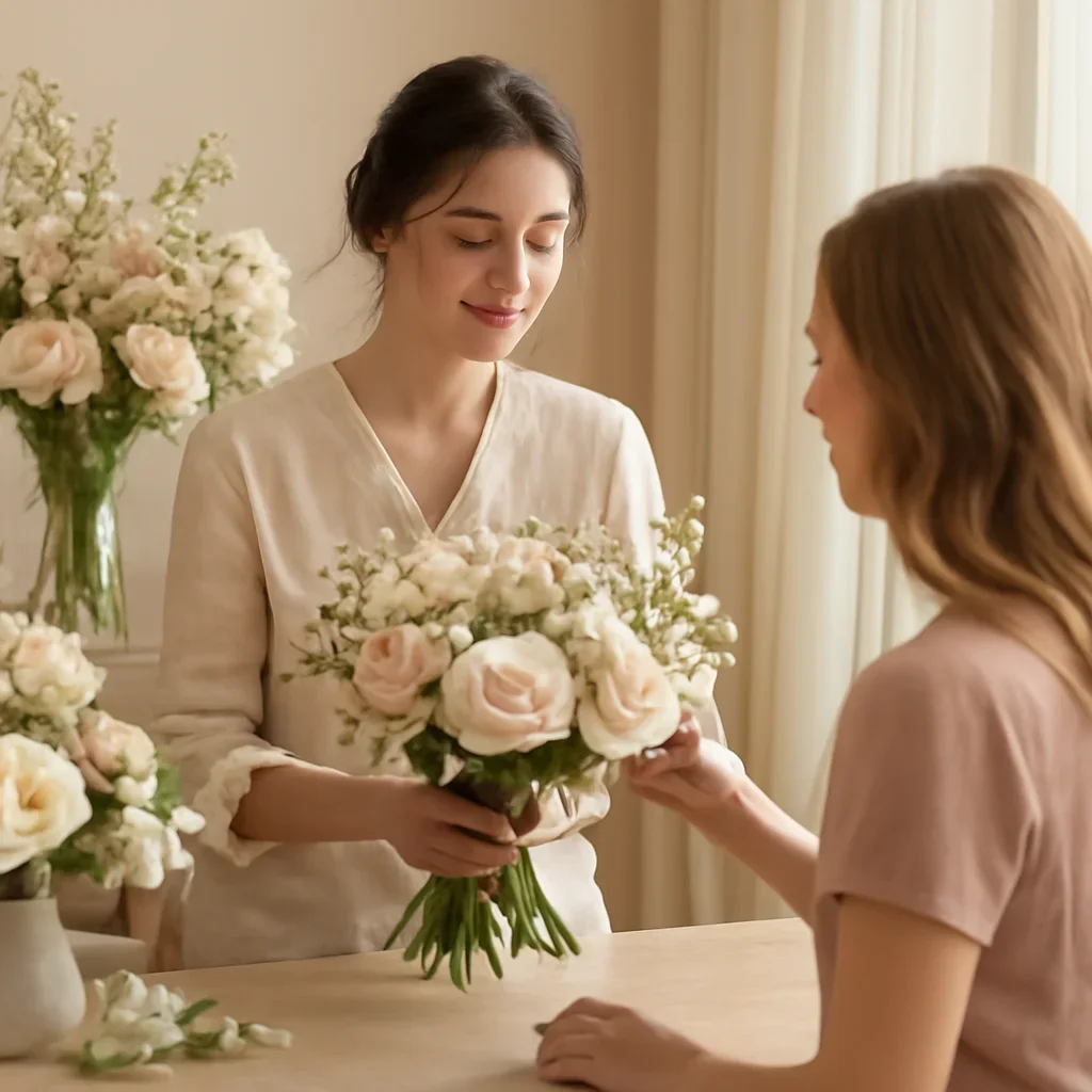Welcoming floral consultation scene for the Pricing call to action