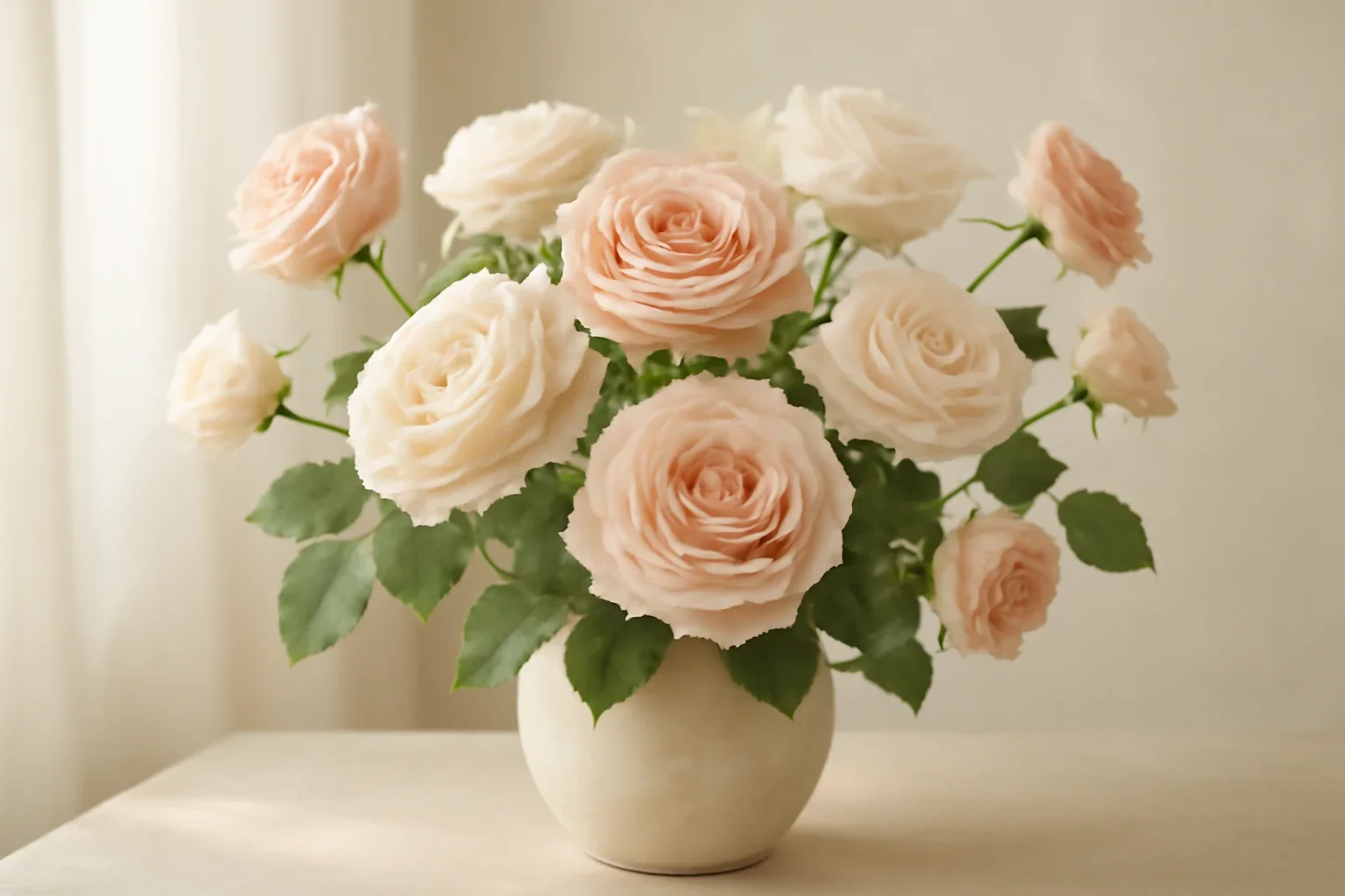 Roses Markham floral hero arrangement in soft natural light