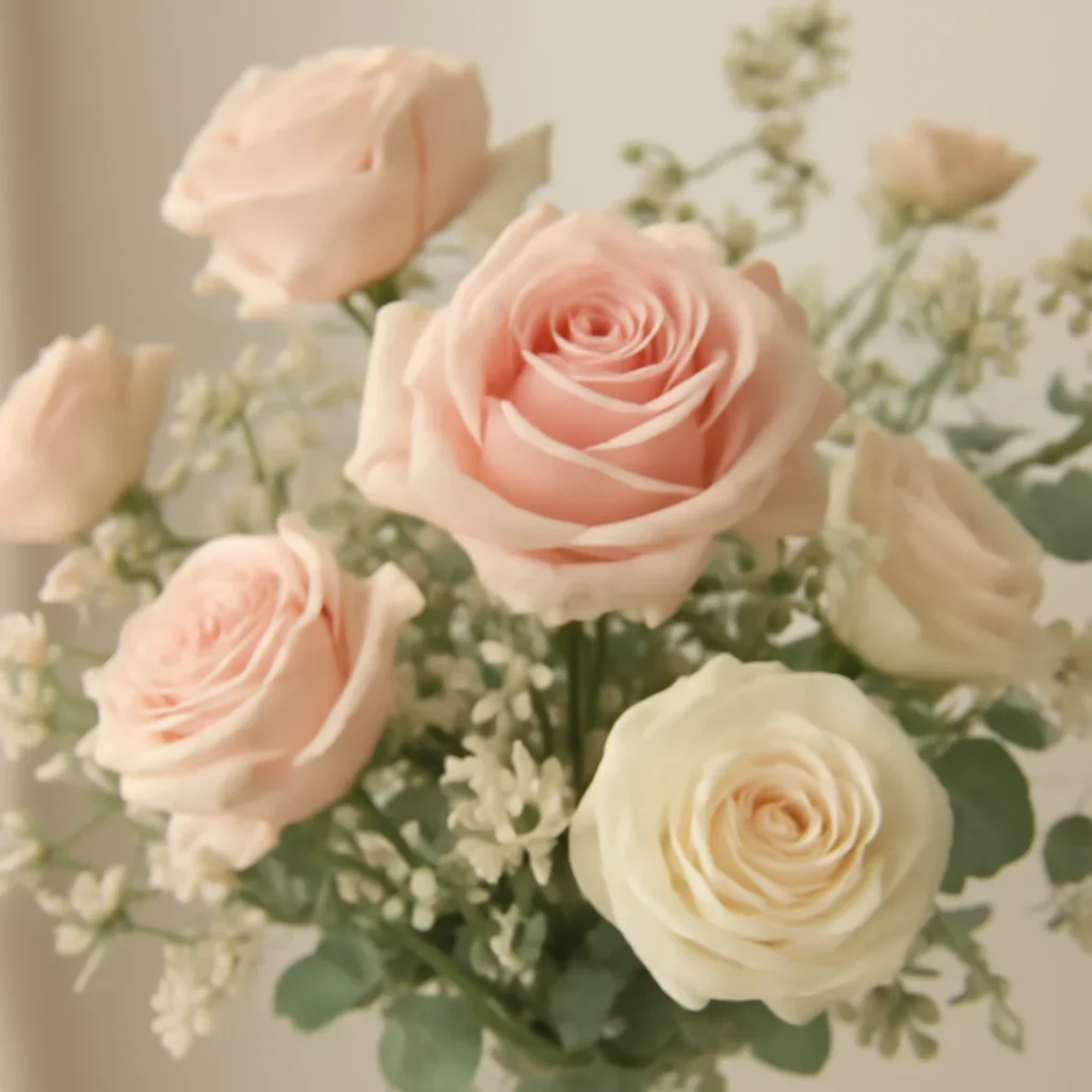 Close-up floral styling that supports the Roses Markham page