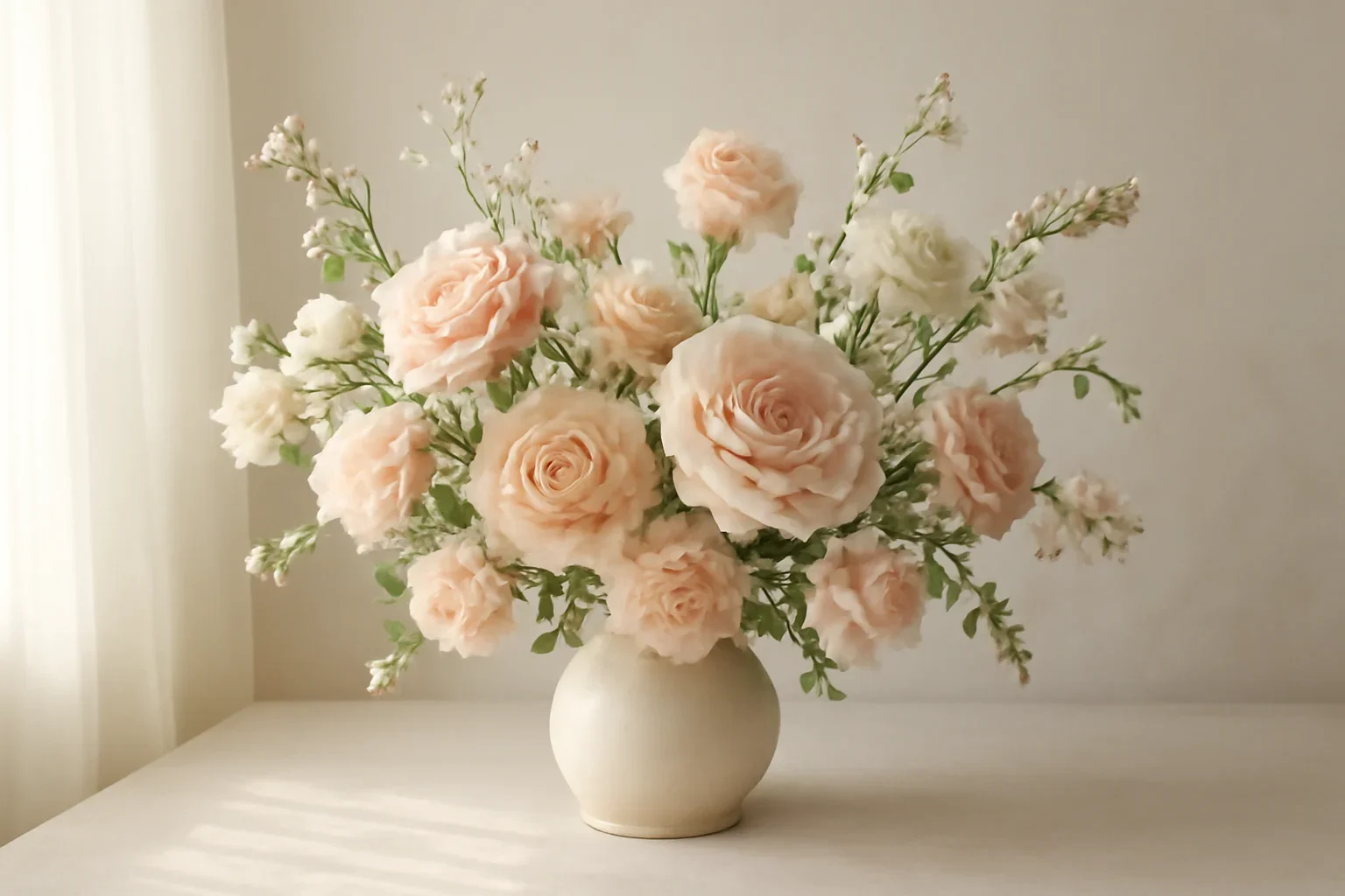 Same-Day Delivery Policy floral hero arrangement in soft natural light