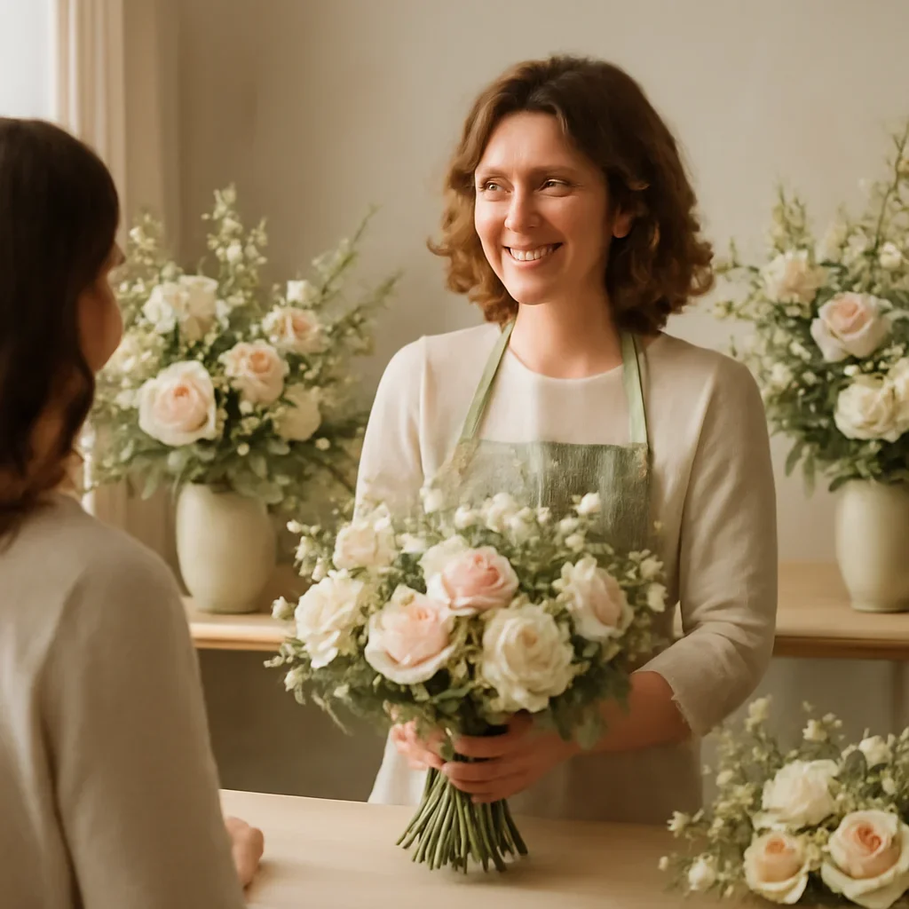 Welcoming floral consultation scene for the Flowers by Occasion call to action