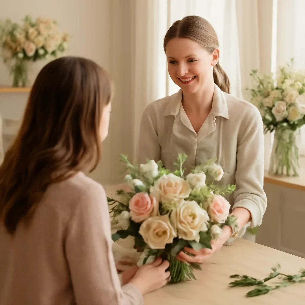 Welcoming floral consultation scene for the Stouffville Florist call to action