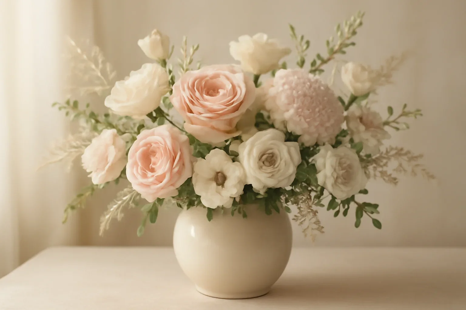 Support floral hero arrangement in soft natural light
