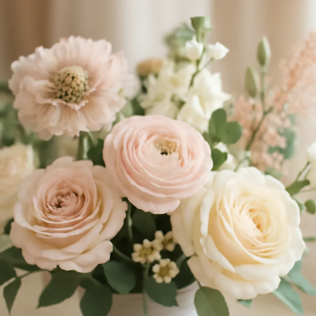 Close-up floral styling that supports the Support page