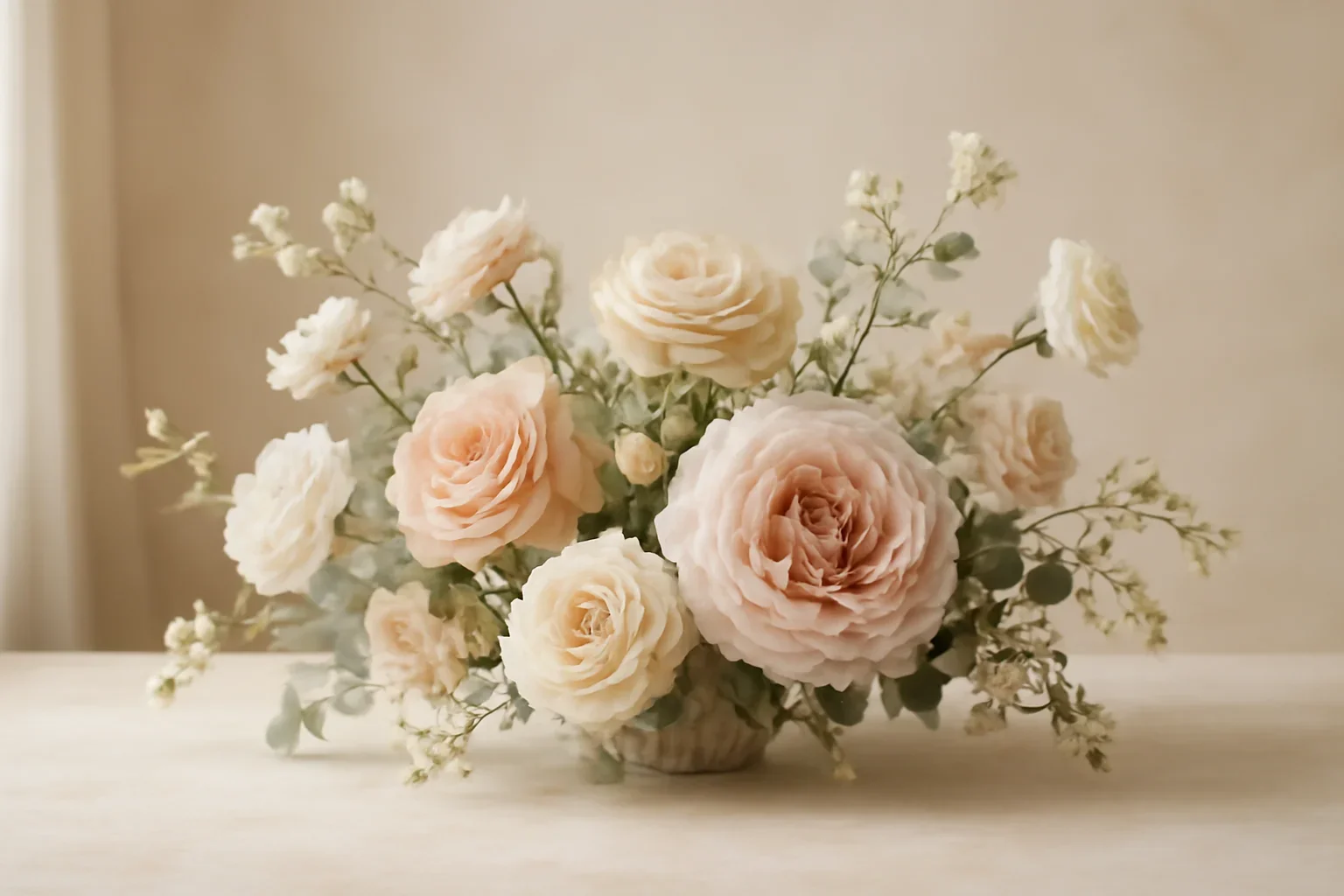 Terms of Service floral hero arrangement in soft natural light