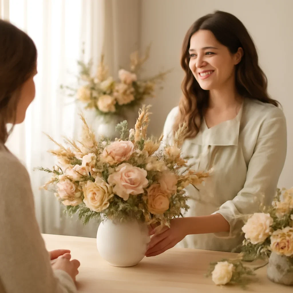 Welcoming floral consultation scene for the Thanksgiving Centerpieces Markham call to action