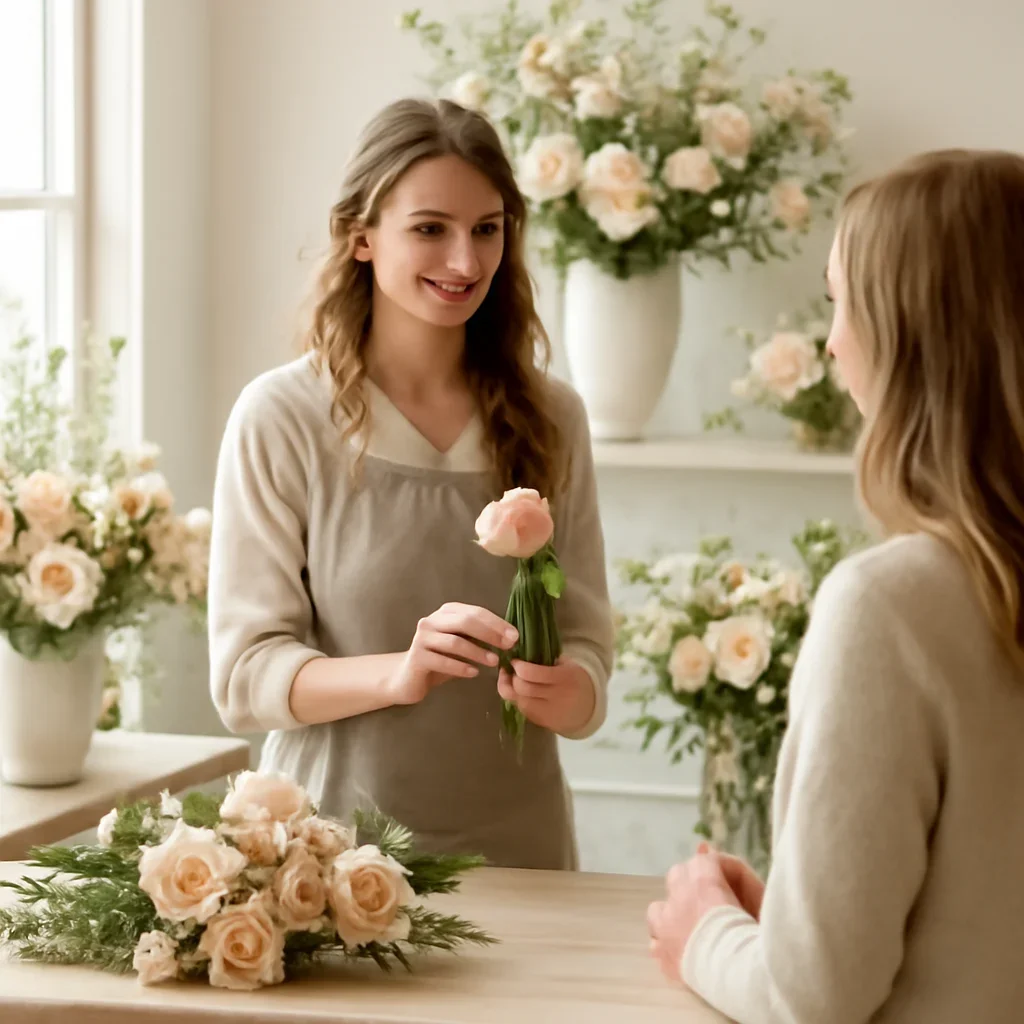 Welcoming floral consultation scene for the Unionville Florist call to action