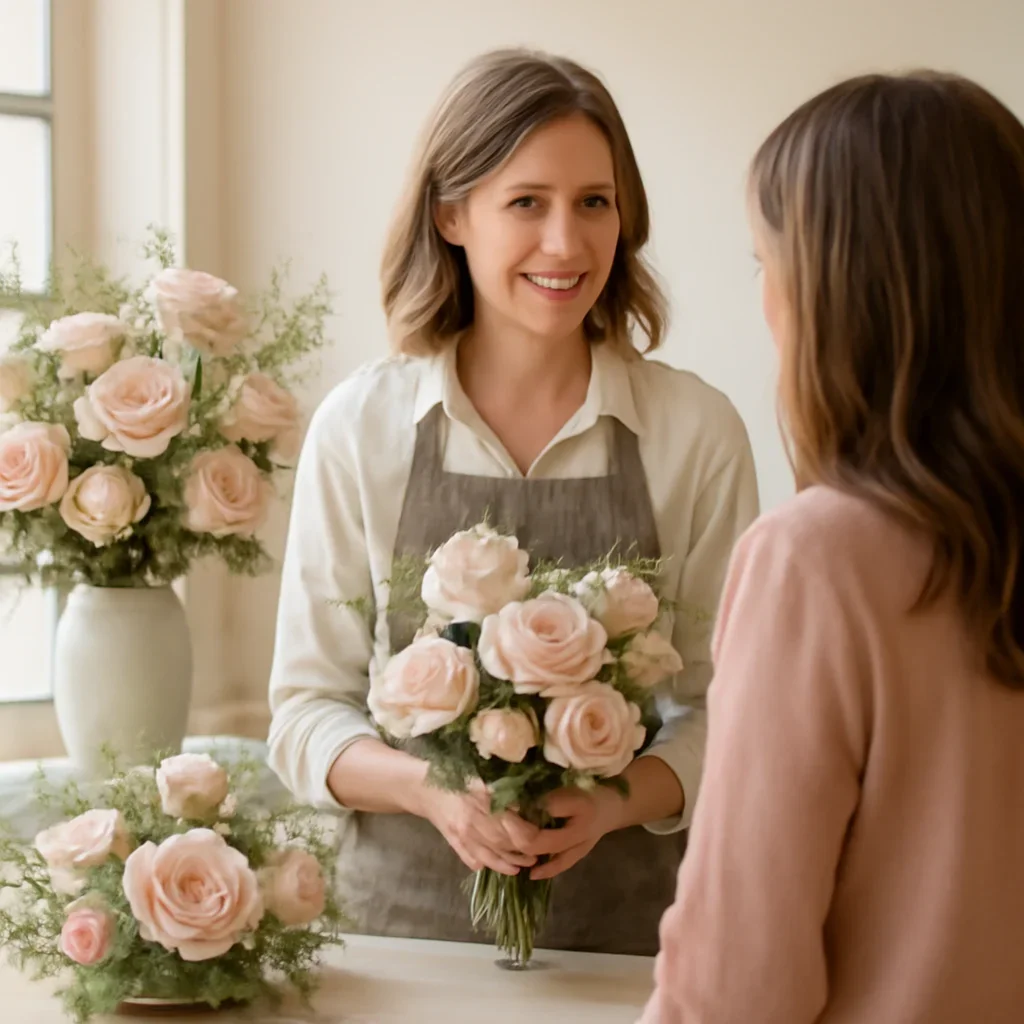 Welcoming floral consultation scene for the Vaughan Florist call to action